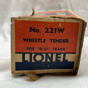 Vintage 1947 Lionel 221W Whistle Tender & original box; not tested.